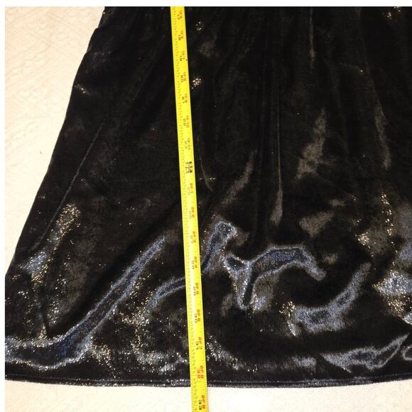 7 For All Mankind One Shoulder Dress Metallic Velour Black Womens Size Med Party - Picture 11 of 14